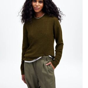 Madewell Ribbed Alpaca-Blend Crewneck Sweater Womens Size Small Kale Green NT578